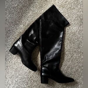 STAUD Classic Black Knee-High Women's Leather Boots